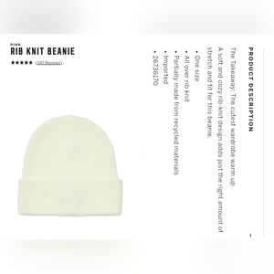 Victoria's secret pink rib beanie winter cozy sock hat IVORY